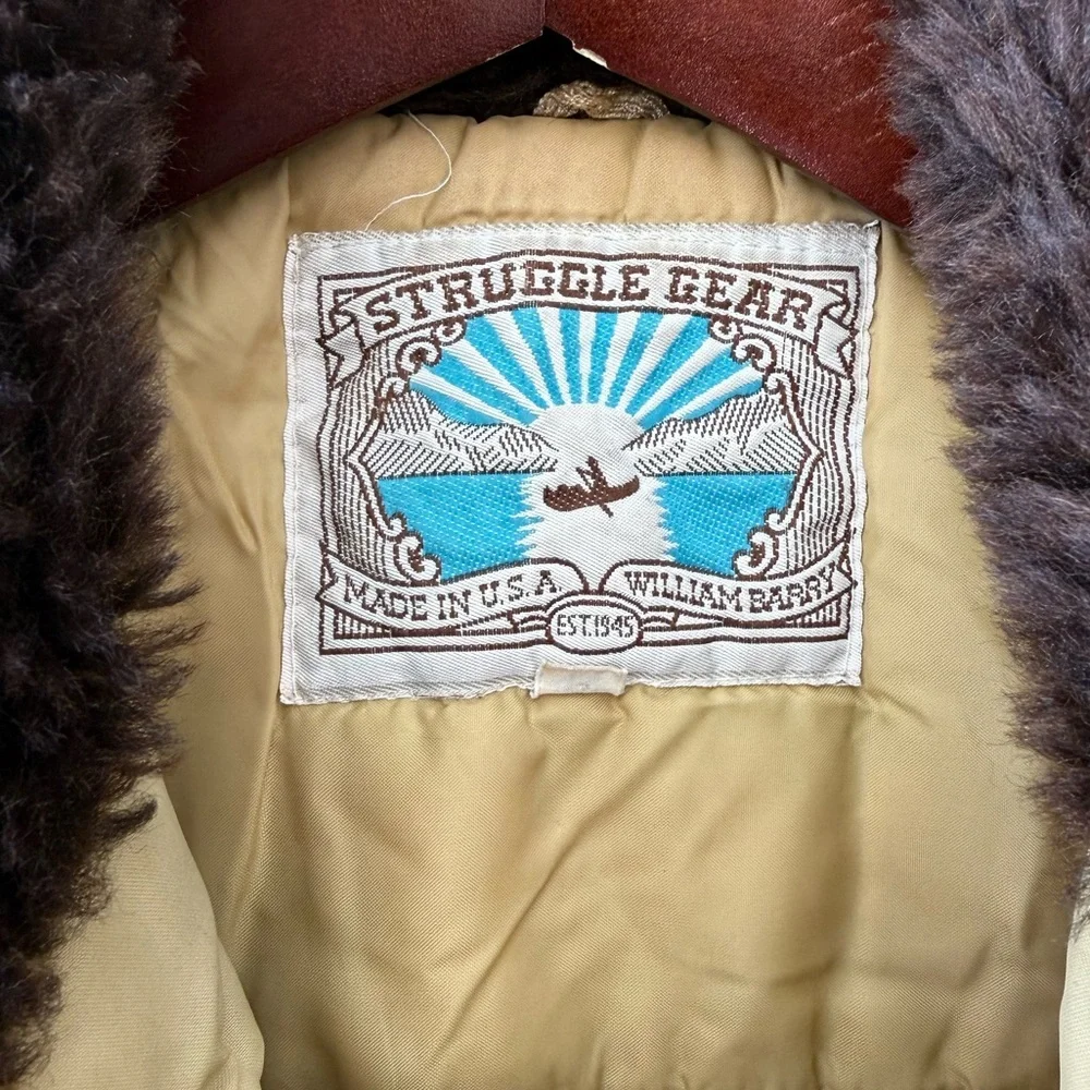 Vintage Struggle Gear Shearling Collar Bomber Jacket • Size 42 • Made in USA - Picture 2 of 5